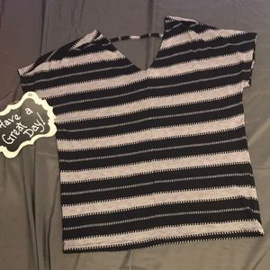 Old Navy black & grey striped T with back strap